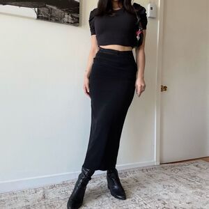 90s vintage black minimalist preppy formal skirt by Simon chang